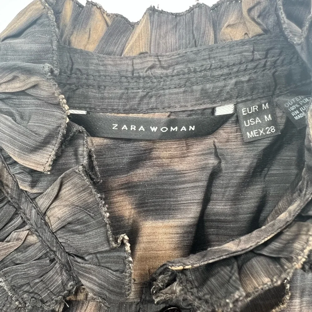 🔴Zara Woman Ruffled Long Sleeves Blouse🔴 - Picture 3 of 6